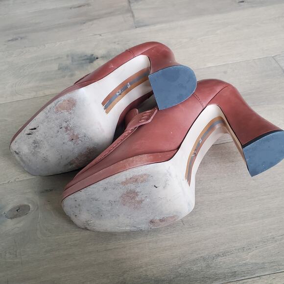 Sam Edelman Jeanette Mocha Luxury Leather size 8.5 Loafer Block Heel - Picture 7 of 8